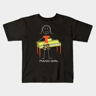 Funny Womens Piano Girl Kids T-Shirt